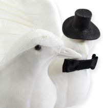 Casal de noiva pássaro branco 32cm