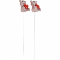 Itens Plugue decorativo urso com coração, dia dos namorados, plugue de flor glitter 9 peças