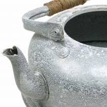 Chaleira de plantador de chá cinza zinco, branco lavado Ø26cm A15cm