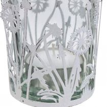 Lanterna com dentes de leão, enfeites de mesa, decoração de verão shabby chic silver, branco H10cm Ø8,5cm