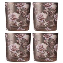 Itens Cravos de decoração de mesa de vidro Tealight marrom prata Alt.8cm 4 unidades