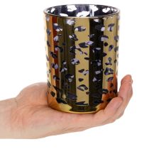 Itens Porta-velas de vidro com estampa de leopardo para decoração de mesa, 12 cm