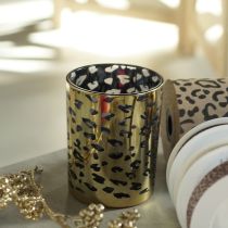 Itens Porta-velas de vidro com estampa de leopardo para decoração de mesa, 12 cm
