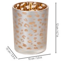 Itens Porta-velas de vidro com estampa de leopardo, 12 cm