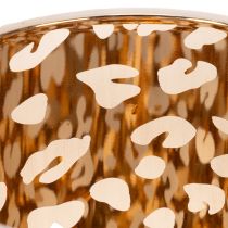 Itens Porta-velas de vidro com estampa de leopardo, 12 cm