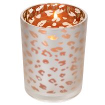 Itens Porta-velas de vidro com estampa de leopardo, 12 cm