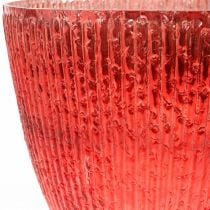 Lanterna de vidro em forma de vela Vaso deco de vidro vermelho Ø21cm A21,5cm