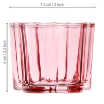 Itens Porta-velas de vidro para velas de chá, flor, rosa, Ø7,5cm A6cm, 6 unidades