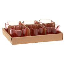 Itens Porta-velas de vidro para velas de chá, flor, rosa, Ø7,5cm A6cm, 6 unidades