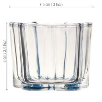 Itens Porta-velas de vidro com flor azul Ø7,5cm A6cm 6 peças