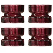 Itens Suporte para velas em vidro decorativo com nervuras Ø9cm Alt.7cm 4 unid.