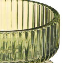 Itens Suporte para velas em vidro decorativo com nervuras verde Ø9cm Alt.7cm 4 unid.