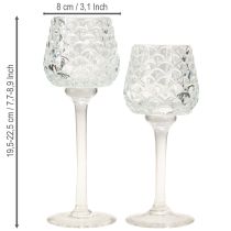 Itens Suporte para velas em cone de vidro com base H19,5/22,5 cm, conjunto de 2