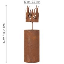 Itens Porta-velas em formato de vela pequena, decoração rústica, metal com pátina, 36 cm de altura.