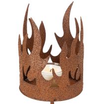 Itens Porta-velas em formato de vela pequena, decoração rústica, metal com pátina, 36 cm de altura.