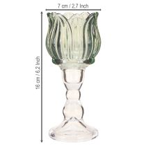 Itens Porta velas tulipa vidro tealight vidro verde Ø7cm H16cm 2 peças