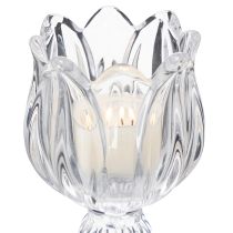 Itens Castiçais de vidro com estampa floral para decoração elegante de mesa, 14 cm, 2 peças