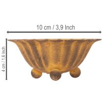 Itens Porta-velas vintage, pequeno recipiente, metal cor de ferrugem, Ø10cm, A4,5cm