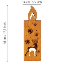 Itens Porta-velas natalino em metal enferrujado, com formato de veado, 45x14cm
