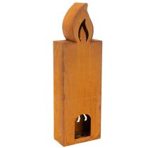 Itens Porta-velas natalino em metal enferrujado, com formato de veado, 45x14cm