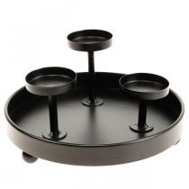 Porta velas vidro furacão metal preto Ø19cm A18cm