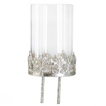 Itens Porta-velas com vidro para conectar em prata vintage Ø5,5cm Alt.8cm 4 unidades