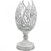 Lanterna de metal branco, suporte de tealight flor Ø13cm H30cm