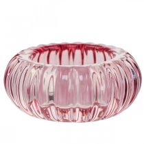 Castiçal Tealight Castiçal de vidro redondo rosa Ø8cm A3,5cm
