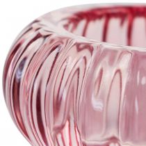 Castiçal Tealight Castiçal de vidro redondo rosa Ø8cm A3,5cm