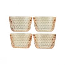 Itens Porta-velas lanterna de vidro retrô laranja Ø8cm Alt.5cm 4 unidades