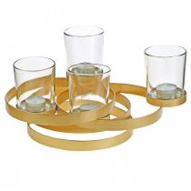 Advent castiçal metal redondo dourado com 4 copos 34×26×18cm