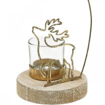 Itens Porta-velas de rena e metal poinsétia Ø10cm A24cm