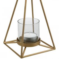 Lanterna pendurado castiçal de ouro para pendurar 15×15×38cm