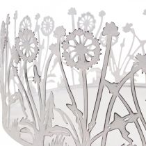 Itens Bandeja decorativa com dentes-de-leão, decoração em metal para primavera branco, prata shabby chic Ø25cm A10,5cm