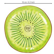Itens Pratos redondos de cerâmica com estampa de kiwi, ideais para mesa de jantar ou cozinha, 16 cm, conjunto com 2 peças.