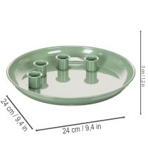 Itens Prato para vela Coroa do Advento verde com quatro suportes para velas de 24 cm