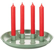Itens Prato para vela Coroa do Advento verde com quatro suportes para velas de 24 cm