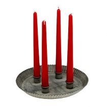 Itens Prato com 4 porta-velas Ø25cm H3cm Cinza