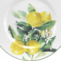 Itens Prato decorativo, mediterrâneo, prato de metal com ramo de limão Ø34cm