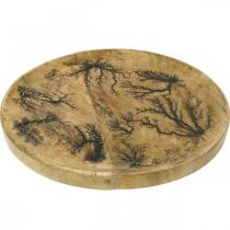 Itens Placa decorativa de madeira natural, efeito crackle dourado, madeira de manga Ø30