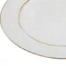 Itens Prato decorativo redondo de plástico retro branco marrom brilhante Ø30cm