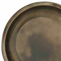 Prato decorativo em metal bronze com efeito vidrado Ø23,5cm