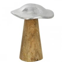 Decoração de mesa cogumelo deco metal madeira prata cogumelo de madeira H14cm