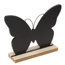 Itens Decoração de mesa em madeira borboleta preta natural 15cm 6 peças