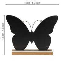 Itens Decoração de mesa em madeira borboleta preta natural 15cm 6 peças