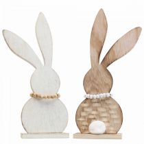 Decoração de mesa Coelhinho da Páscoa standee madeira branco/nature H27cm 2uds