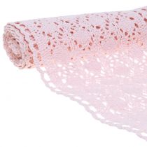 Corredor de mesa de crochê de renda rosa 30cm x 140cm