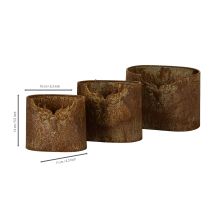 Itens Conjunto de 3 vasos de metal ovais rústicos com 24 cm em formato de veado