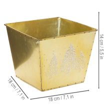 Itens Vaso de metal com motivo de pinheiro brilhante, 18 cm