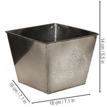 Itens Vaso quadrado de metal com motivo de pinheiro, 18 cm